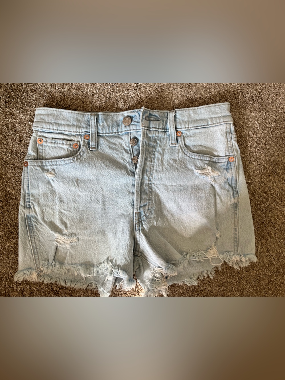 GAP Light Blue Distressed Denim Cutoff Shorts - Women